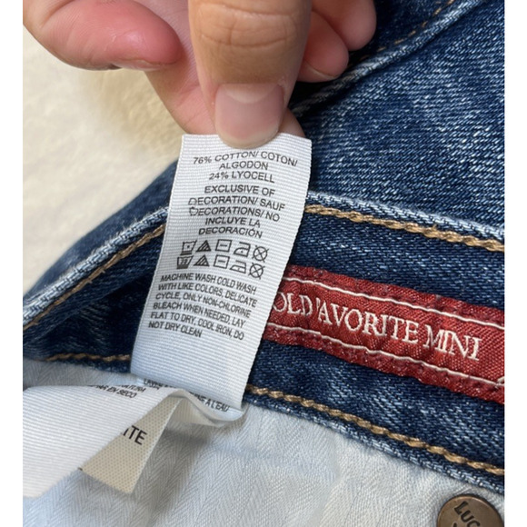 Lucky Brand Jeans Mini Skirt Womens 10/30 Blue Denim Raw Hem Distressed Festival - Picture 5 of 9